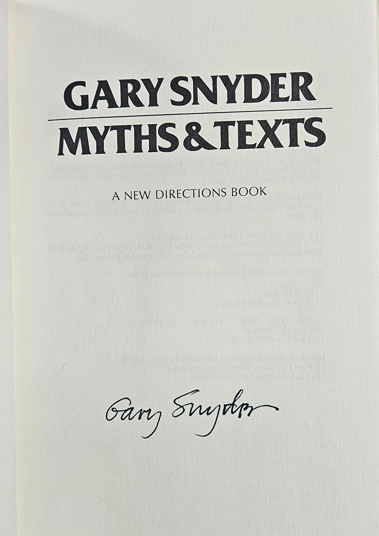 Gary Snyder - Myths & Texts