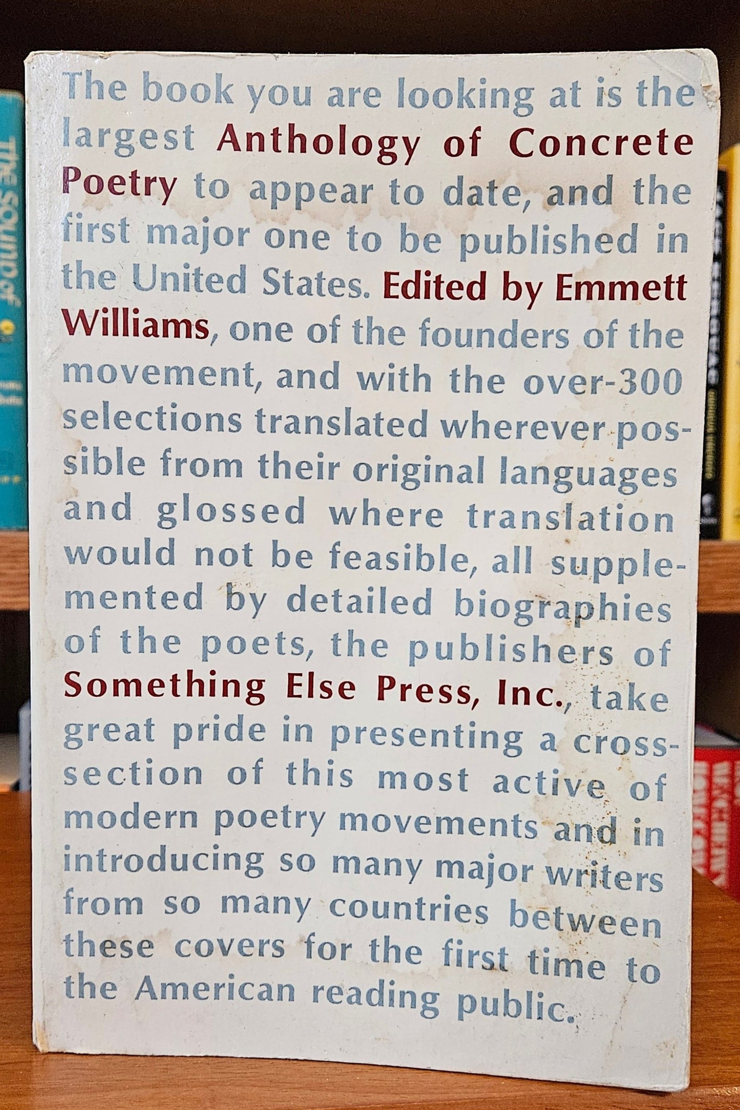An Anthology of Concrete Poetry - Emmett Williams (ed)
