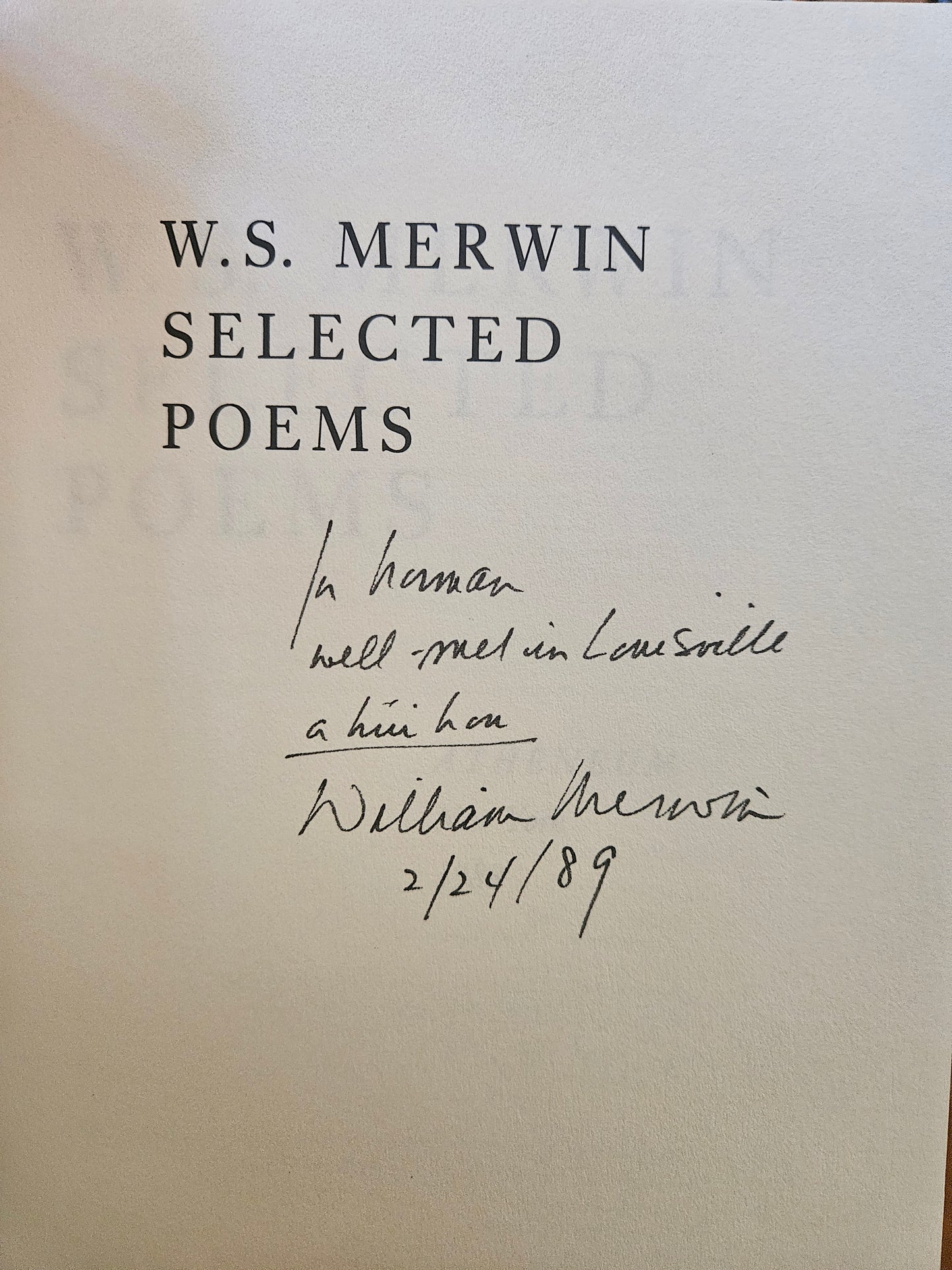 W.S. Merwin - Selected Poems (Signed)