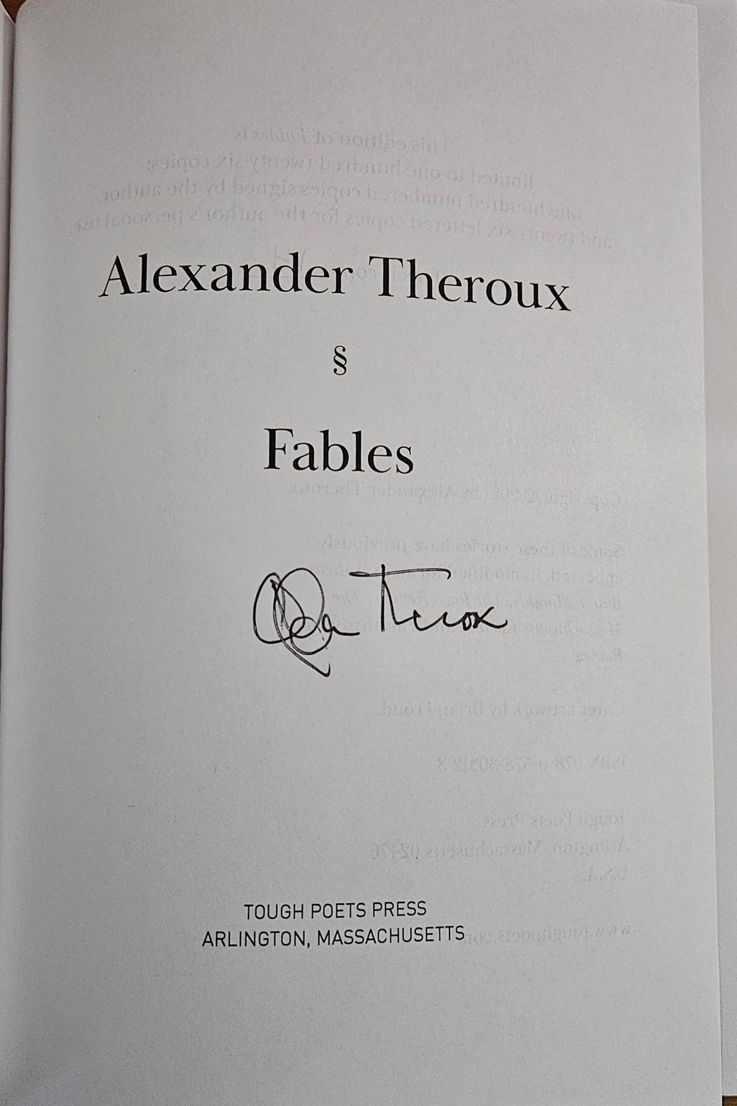 Alexander Theroux - Fables (signed)