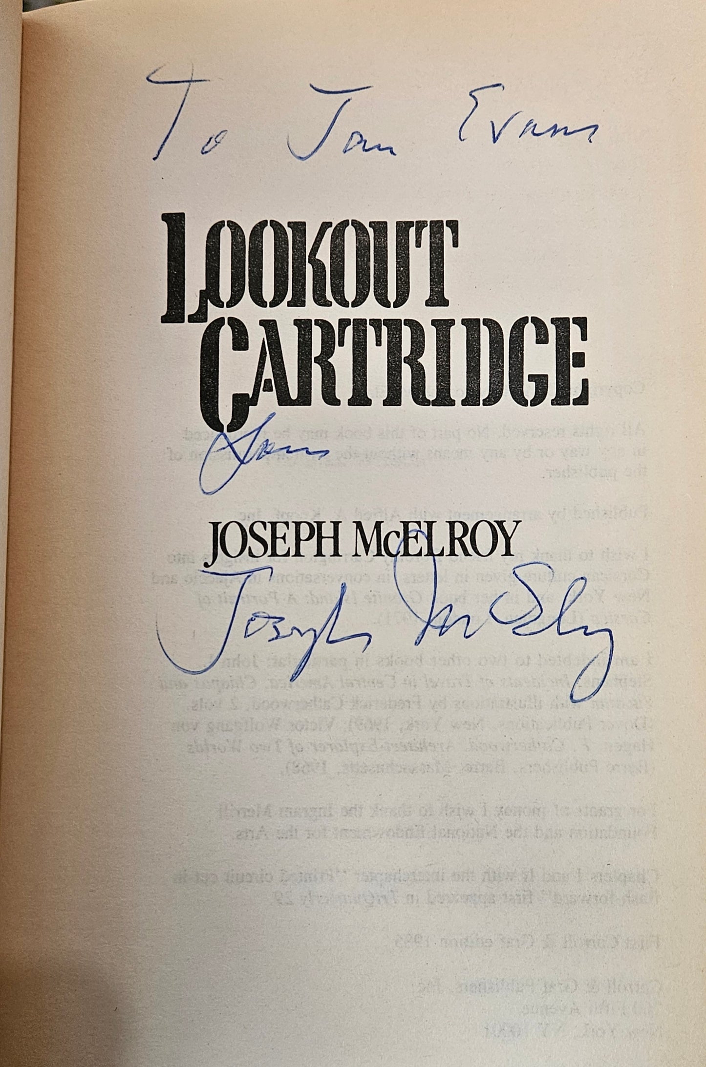 Joseph McElroy - Lookout Cartridge (signed)
